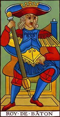 Read about King of Clubs from the Marseilles Pattern Tarot Deck
