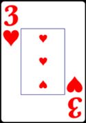 Three of Hearts from the Normal Playing Card Deck