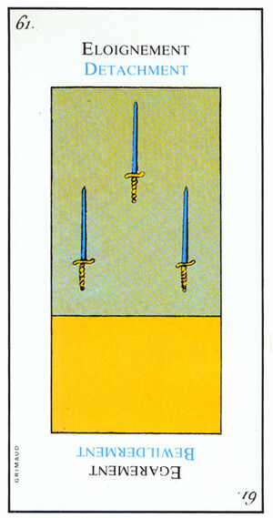Three of Swords from the Grand Etteilla Cartomancy Tarot Deck