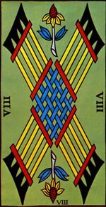 Eight of Clubs from the Marseilles Pattern Tarot Deck