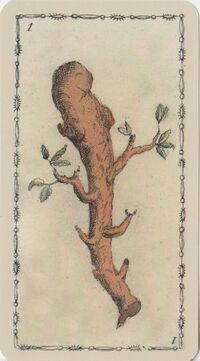 Ace of Clubs from the Ancient Tarot of Lombardy Tarot Deck