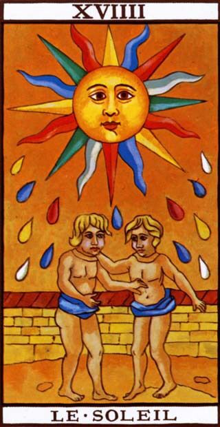 The Sun from the Marseilles Pattern Tarot Deck