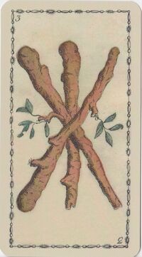 Read about Three of Clubs from the Ancient Tarot of Lombardy Deck