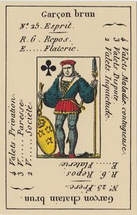 Read about Knave of Clubs from the Petit Etteilla Cartomancy Deck