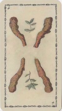 Read about Four of Clubs from the Ancient Tarot of Lombardy Deck