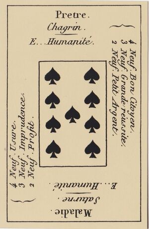 Nine of Spades from the Petit Etteilla Cartomancy Deck