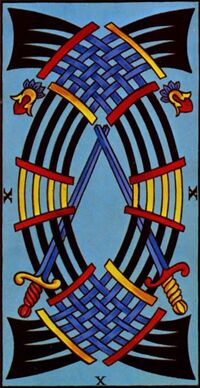Read about Ten of Swords from the Marseilles Pattern Tarot Deck