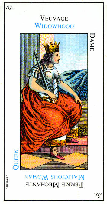 Queen of Swords from the Grand Etteilla Cartomancy Tarot Deck