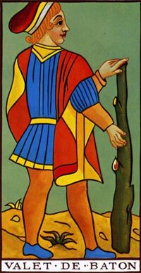 Read about Page of Clubs from the Marseilles Pattern Tarot Deck
