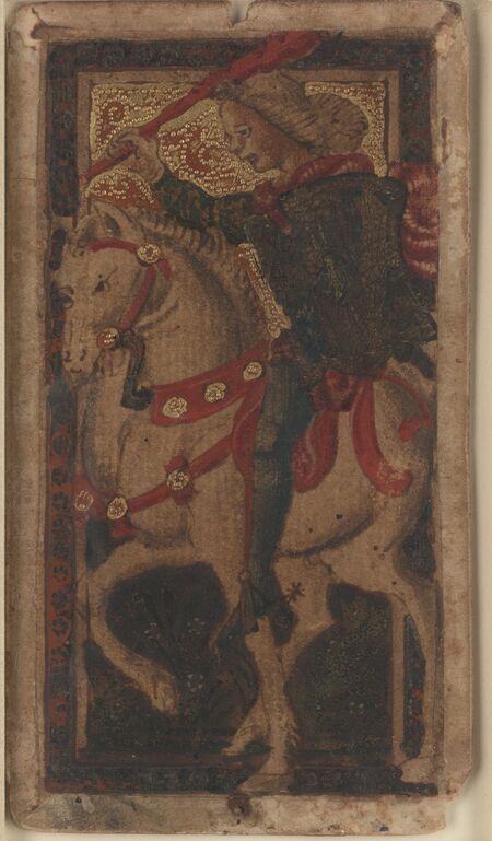 Knight of Clubs from the Ercole I d'Este Tarot Deck Fragment Deck