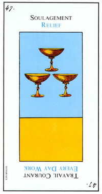 Three of Cups from the Grand Etteilla Cartomancy Tarot Deck