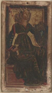 Queen of Swords from the Ercole I d'Este Tarot Deck Fragment Deck