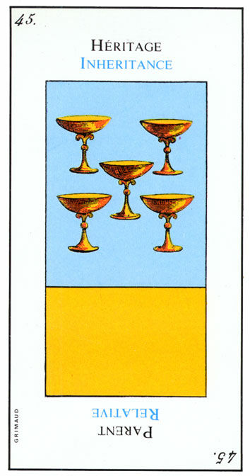 Five of Cups from the Grand Etteilla Cartomancy Tarot Deck
