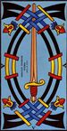 Five of Swords from the Marseilles Pattern Tarot Deck