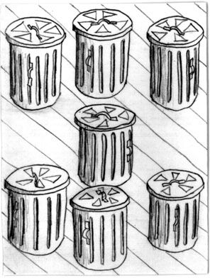 Seven of Trashcans from the Uncarrot Tarot Deck