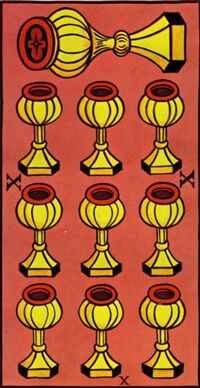 Read about Ten of Cups from the Marseilles Pattern Tarot Deck