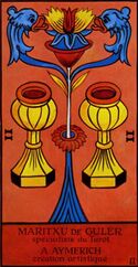 Two of Cups from the Marseilles Pattern Tarot Deck