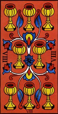 Read about Eight of Cups from the Marseilles Pattern Tarot Deck