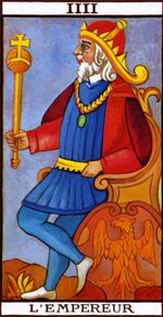The Emperor from the Marseilles Pattern Tarot Deck