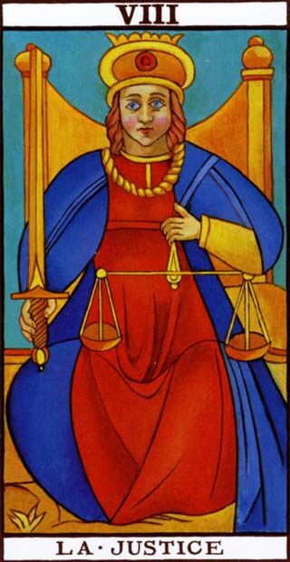 Justice from the Marseilles Pattern Tarot Deck
