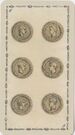 Six of Coins from the Ancient Tarot of Lombardy Deck