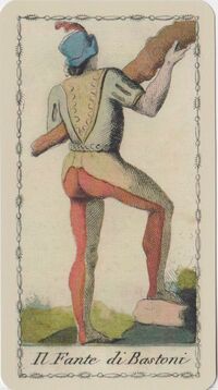 Read about Page of Clubs from the Ancient Tarot of Lombardy Deck
