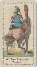Knight of Clubs from the Ancient Tarot of Lombardy Deck
