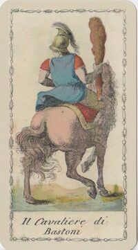 Knight of Clubs from the Ancient Tarot of Lombardy Tarot Deck