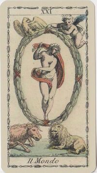 Read about The World from the Ancient Tarot of Lombardy Deck