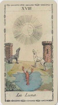 The Moon from the Ancient Tarot of Lombardy Tarot Deck