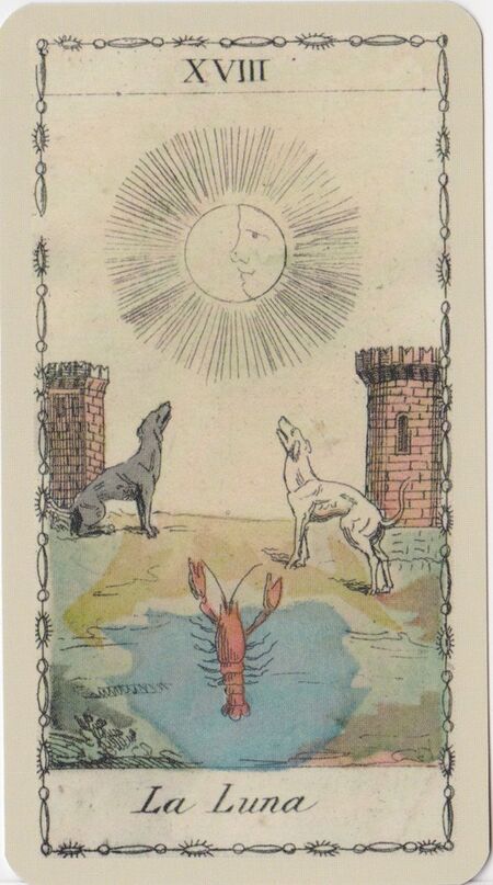 The Moon from the Ancient Tarot of Lombardy Deck
