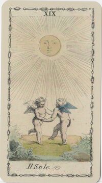 The Sun from the Ancient Tarot of Lombardy Tarot Deck