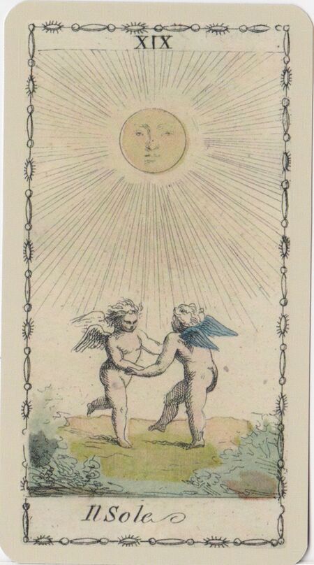 The Sun from the Ancient Tarot of Lombardy Deck