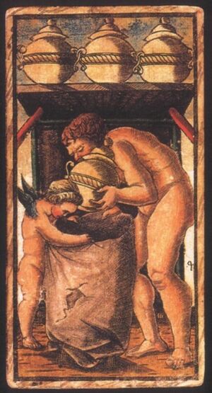 Four of Cups from the Sola Busca Tarot Deck