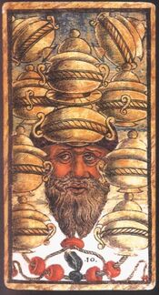 Ten of Cups from the Sola Busca Tarot Deck