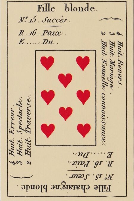 Eight of Hearts from the Petit Etteilla Cartomancy Deck