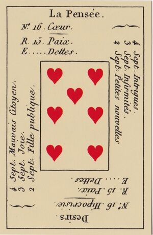 Seven of Hearts from the Petit Etteilla Cartomancy Deck
