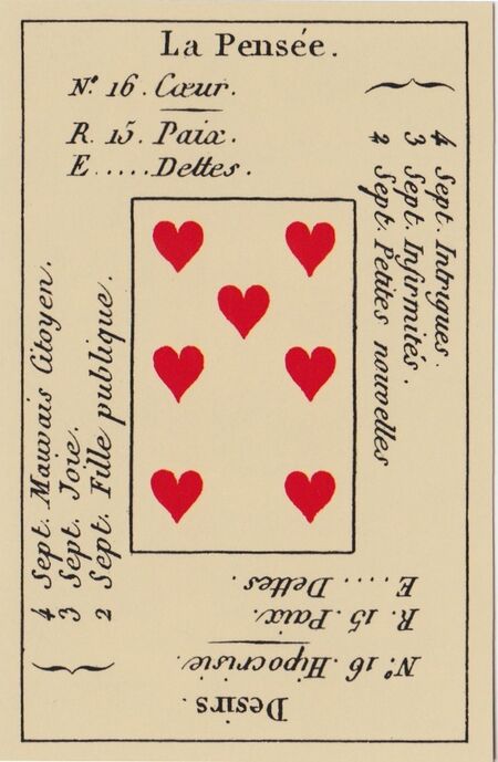 Seven of Hearts from the Petit Etteilla Cartomancy Deck