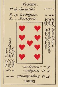 Read about Nine of Hearts from the Petit Etteilla Cartomancy Deck