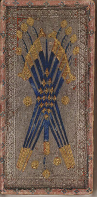 Nine of Swords from the Visconti A Tarot Deck Fragment Deck