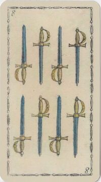 Read about Eight of Swords from the Ancient Tarot of Lombardy Deck
