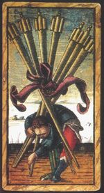 Seven of Wands from the Sola Busca Tarot Deck