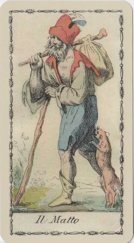 The Fool from the Ancient Tarot of Lombardy Deck