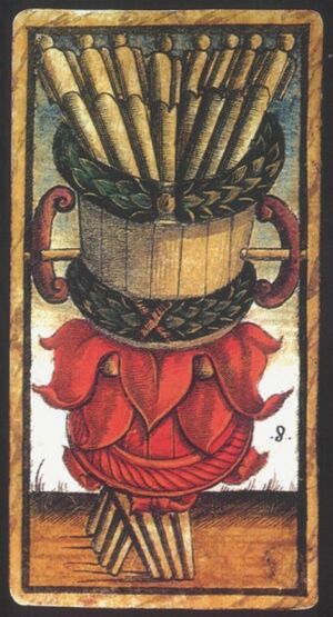 Eight of Wands from the Sola Busca Tarot Deck