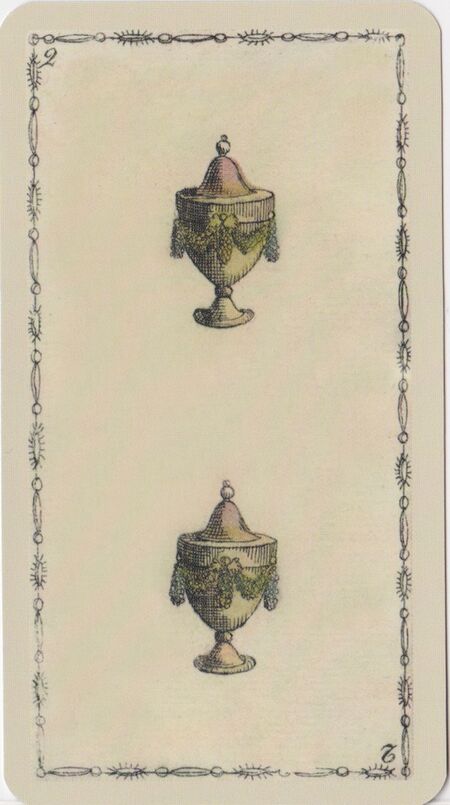 Two of Cups from the Ancient Tarot of Lombardy Tarot Deck