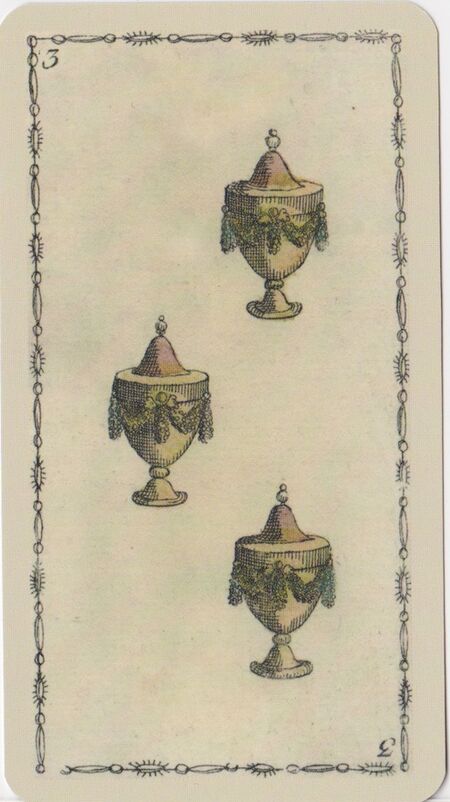 Three of Cups from the Ancient Tarot of Lombardy Deck