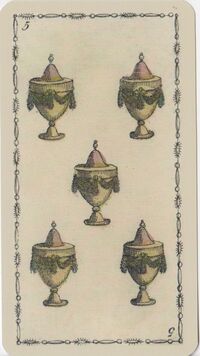 Read about Five of Cups from the Ancient Tarot of Lombardy Deck