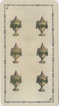 Six of Cups from the Ancient Tarot of Lombardy Tarot Deck