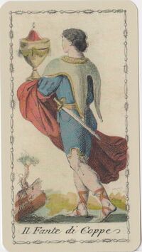 Page of Cups from the Ancient Tarot of Lombardy Tarot Deck