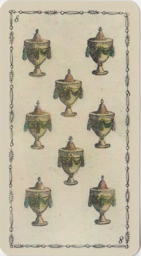 Eight of Cups from the Ancient Tarot of Lombardy Tarot Deck